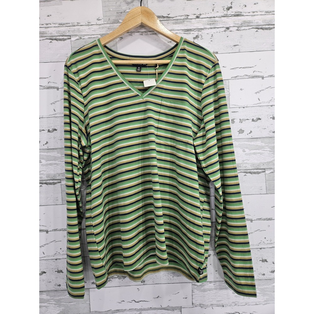 Toad Co Womens Xlarge Swifty Long Sleeve Jadeite Striped Tee
